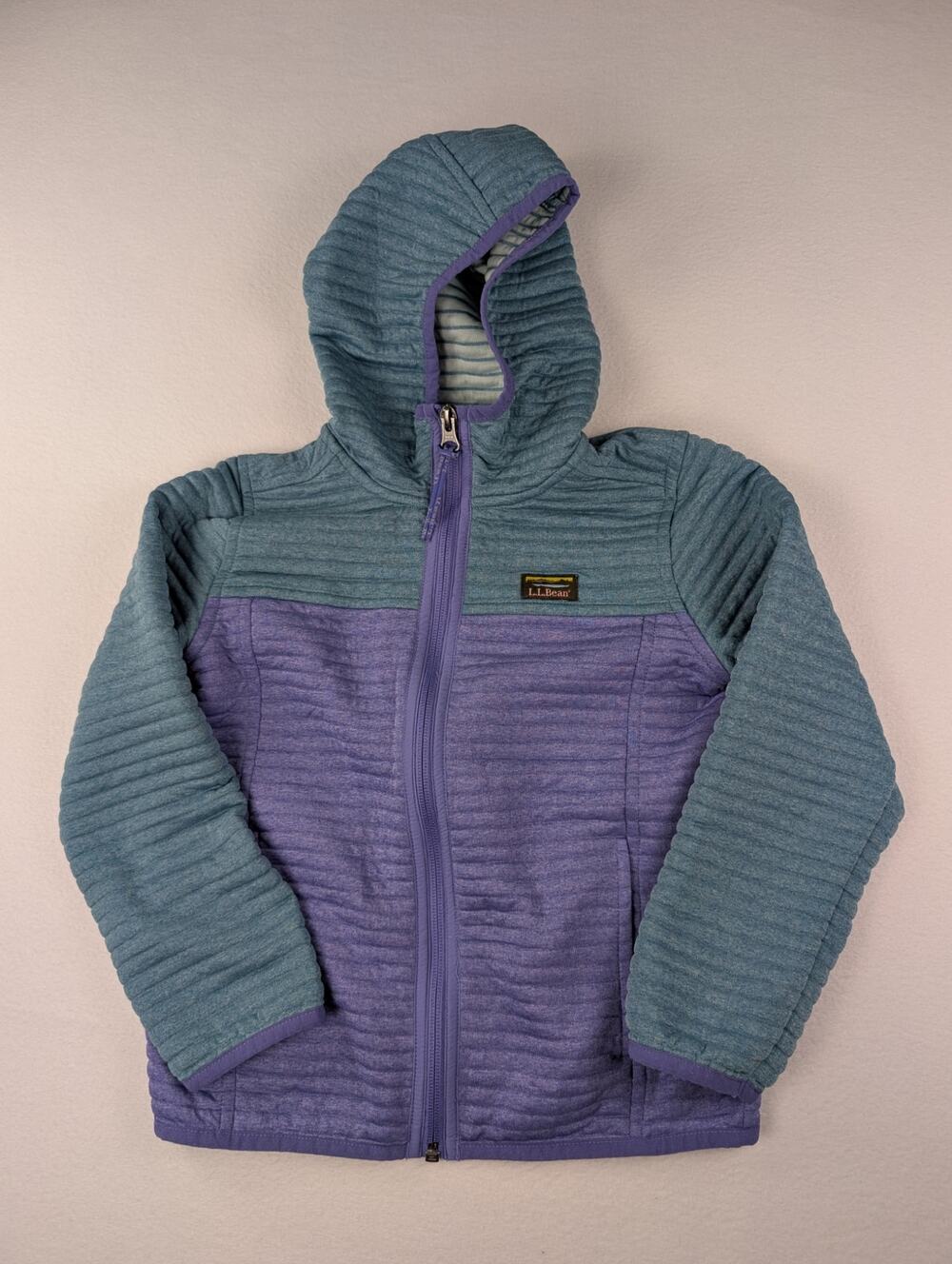 L.L.Bean Kids Airlight Colorblock Full Zip Hoodie Blue Purple Size M 5-6